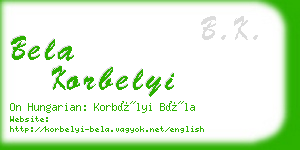 bela korbelyi business card